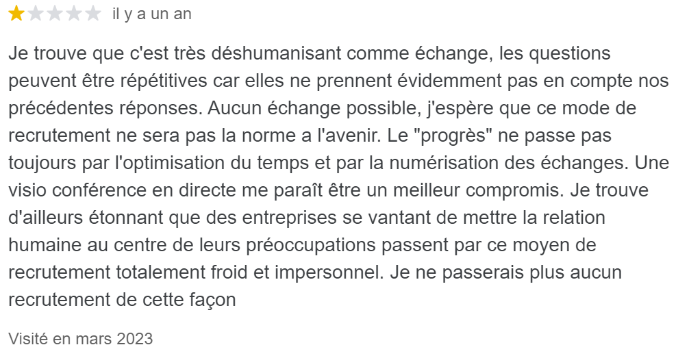 Expérience candidat entretien visoconférence différée