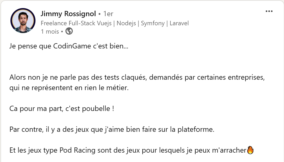 Témoignage sur l'expérience candidat avec Codingame